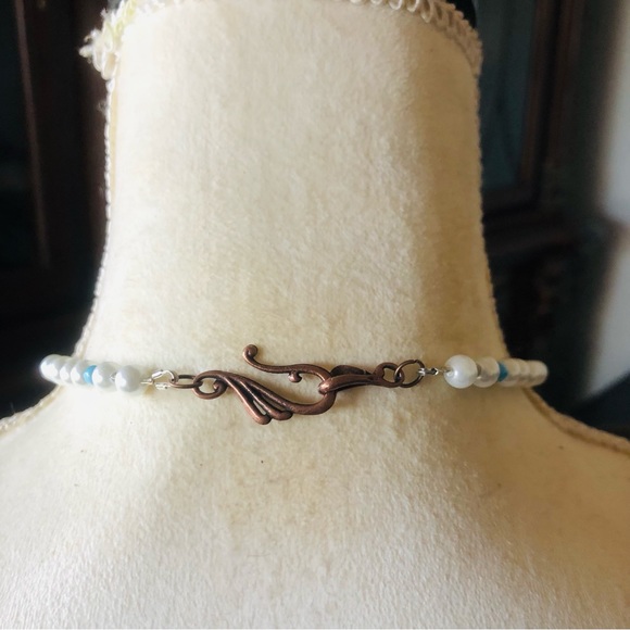 Handcrafted repurpose ancient look genuine stone Czech glass Pearl necklace - Picture 7 of 11